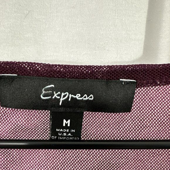 Express Vintage Y2K Purple Pink Floral Mesh Long Sleeve Top Womens Size M Art - Picture 3 of 10